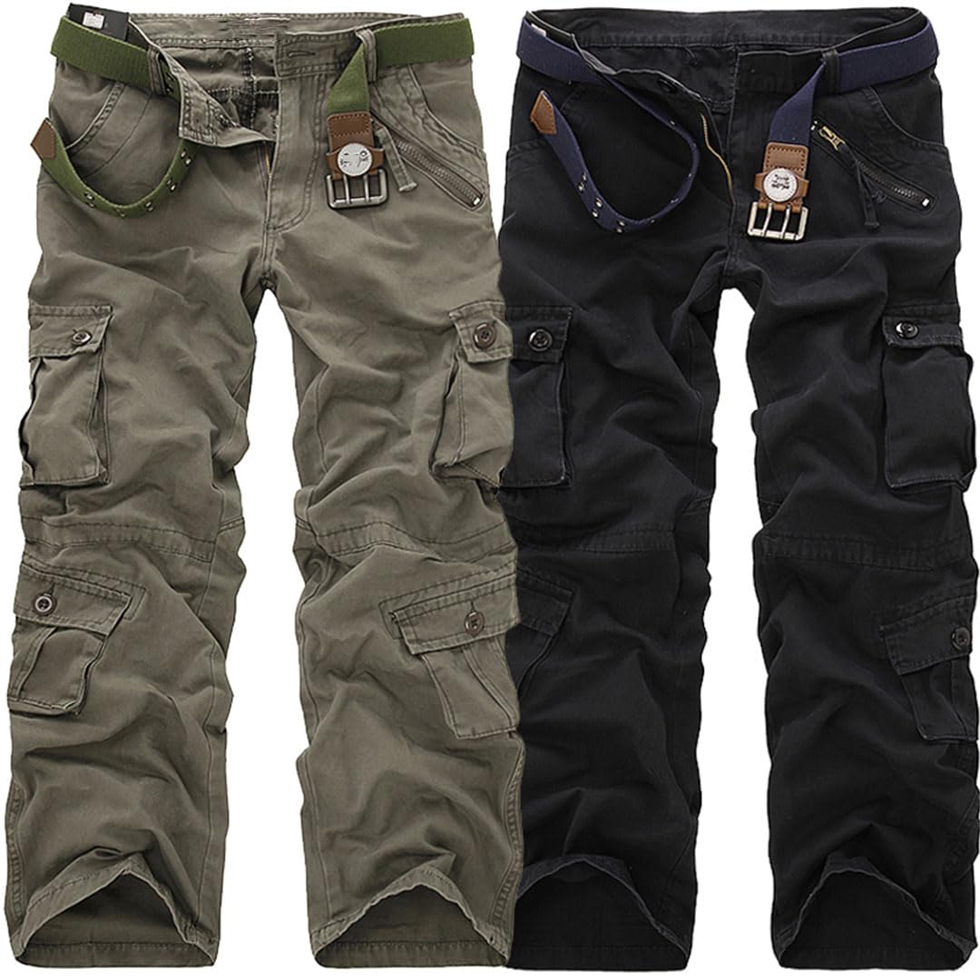 Vogrtcc Pantaloni Cargo da Uomo Pantaloni Militari Multitasche Larghi Casuali