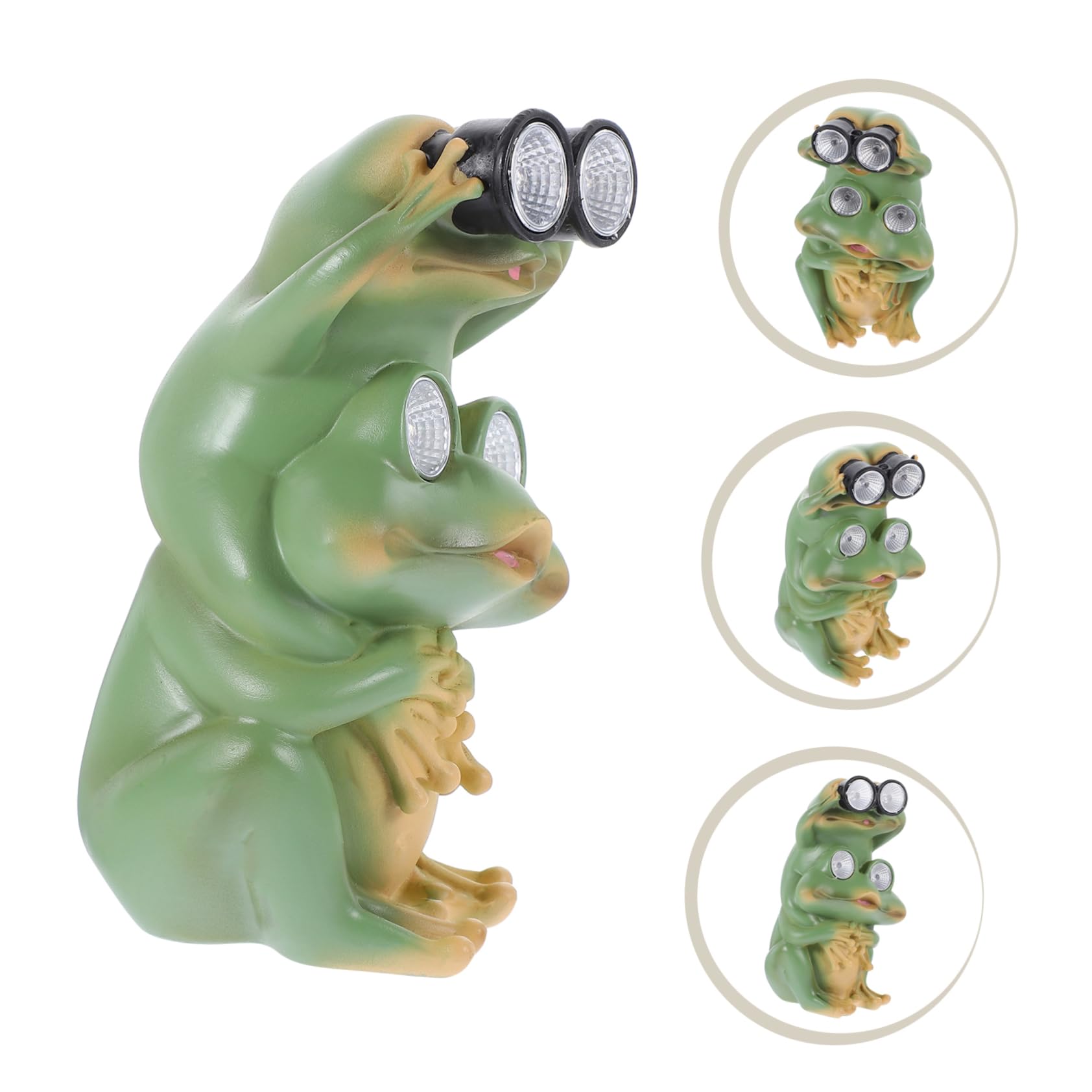 Sosoport Solarbetriebene Frosch Gartenfigur aus Kunstharz Glatte Oberfläche Stabile Basis für Balkon und Garten