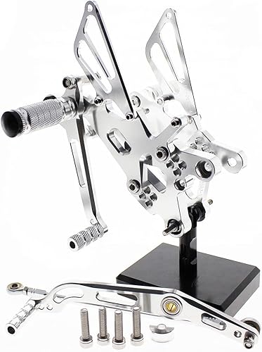 Miniatura 2 de Reposapiés de motocicleta ajustable de aluminio para Yamaha YZF R6 2006 2007 2008 2009 2010 2011 2012 2013 2014 (plateado)