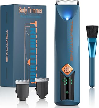 Body Hair Trimmer for Men, 2-in-1 Groin Hair Trimmer & Body Groomer Ball Shaver Electric Razor for Men Pubic Hair with 2 Replaceable Ceramic Blades, Gifts for Husband Guys Him