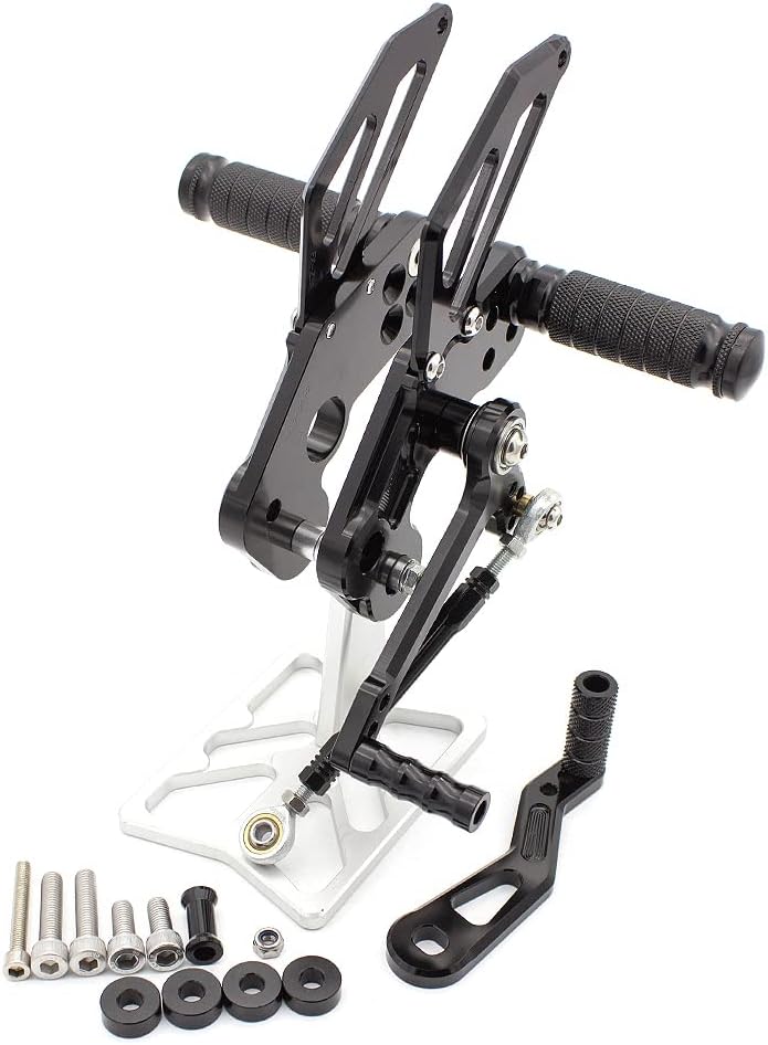 CNC Motorcycle Adjustable Rearsets Foot Pegs Rear Set Footpeg Brake Shift Pedal Compatible with Kawasaki Z125 Pro 2016 2017 2018 Black