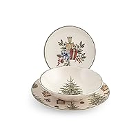 H&H Servizio Tavola 18 Pezzi Christmas Carol – Piatti in Stoneware Natalizi