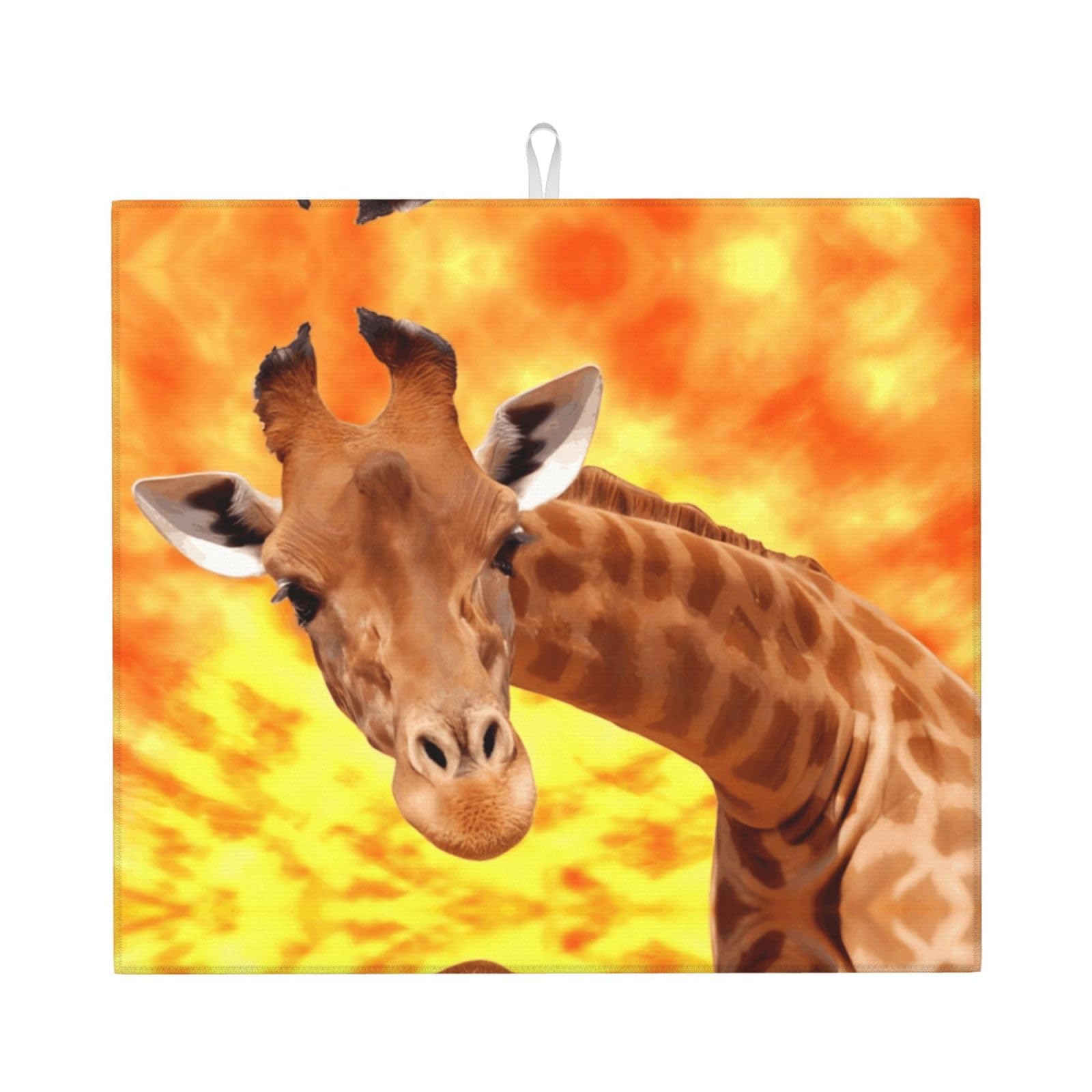 YYHWHJDE Giraffe Prints Kitchen Drying Mat – Absorbent Microfiber Throw for Dishes, Non-Slip Counter Cover, Quick-Dry Layer with Durable Construction