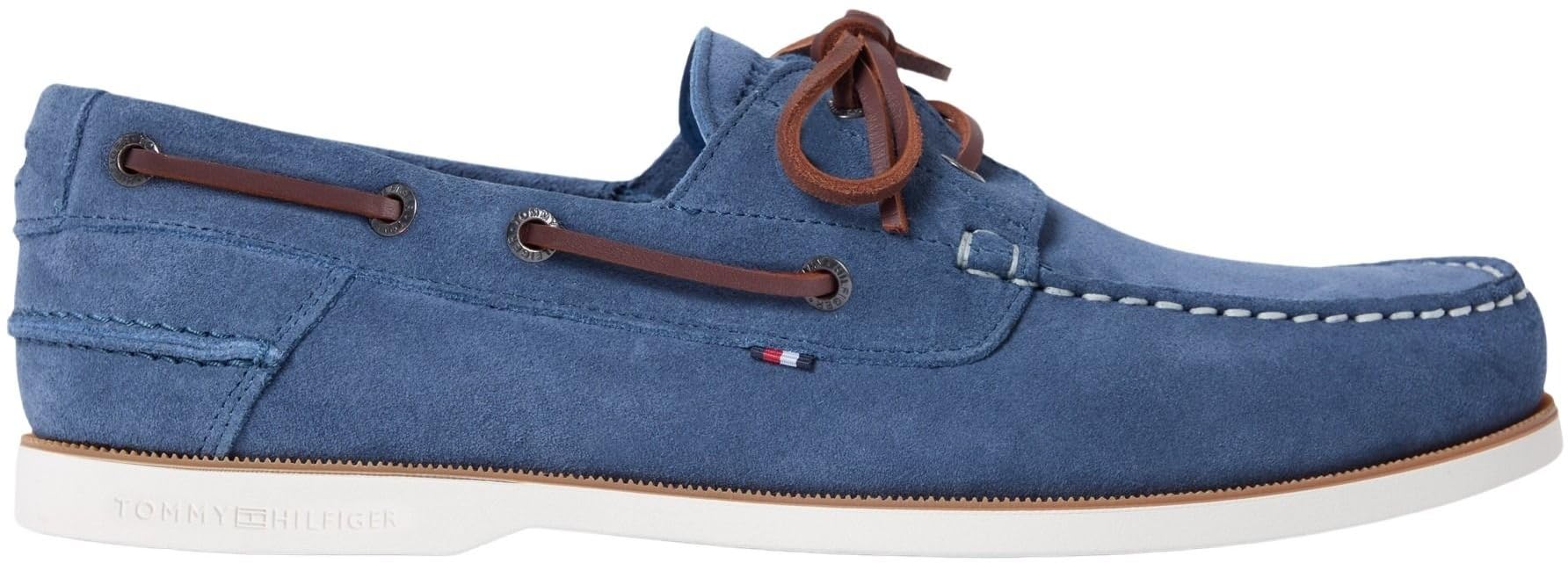 Tommy Hilfiger TH Boat Shoe Core Suede Fm0Fm05387 - Zapatos náuticos para Hombre, Color Azul (mar Egeo), 8