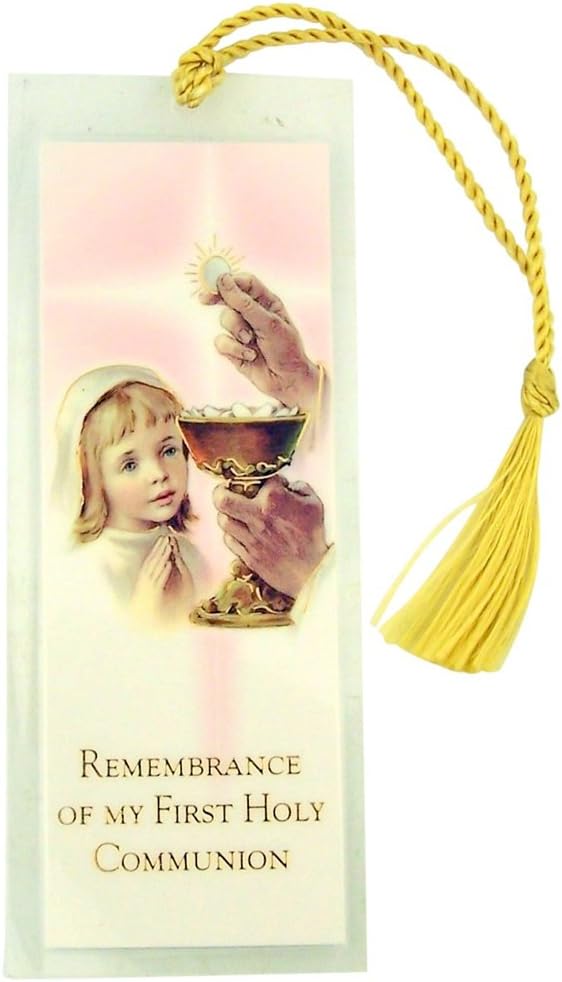 Gold Stamped Remembrance of My First Holy Communion Bookmark, Pack of 50 (Pink (Girl))