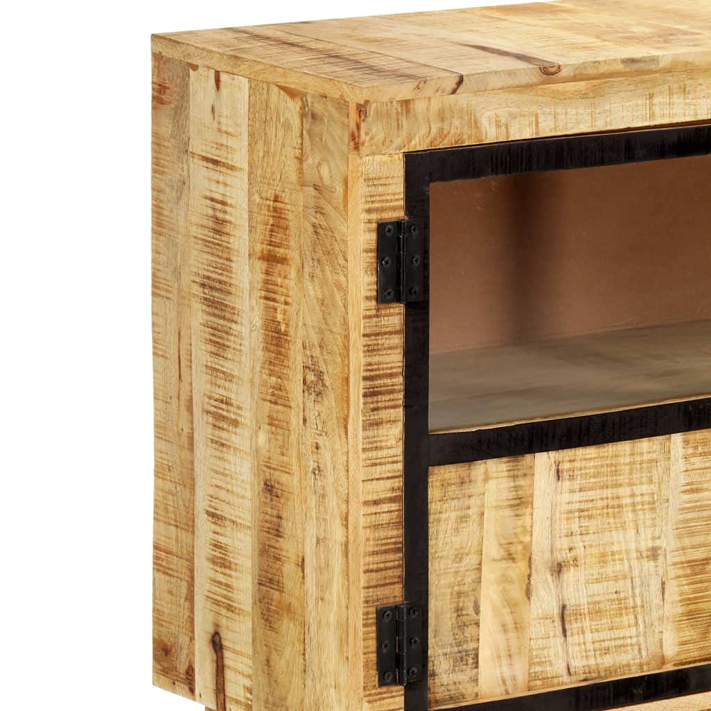Buffet marron et noir 160 x 30 x 80 cm, armoire en bois de manguier brut avec 2 portes, commode en bois massif pour salon, chambre à coucher, meubles de rangement