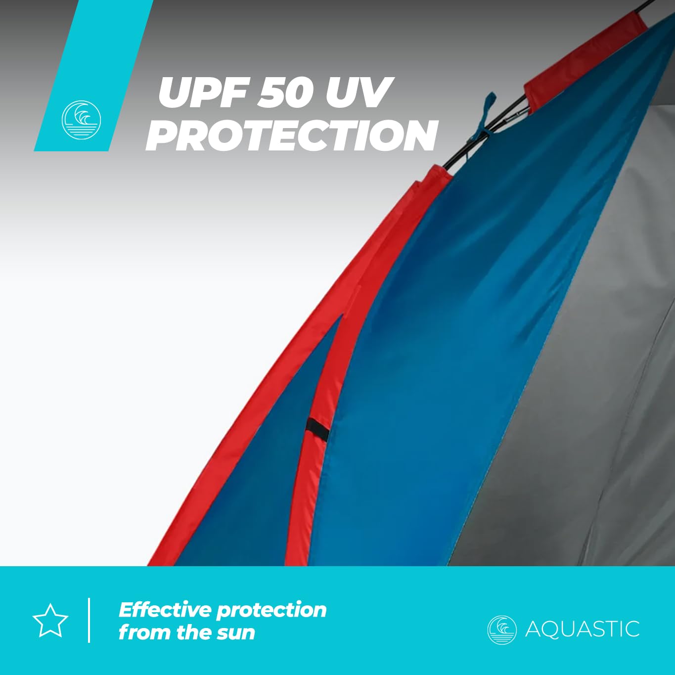 AQUASTIC Tenda da spiaggia Concielo leggera, compatta e protettiva, con UPF 50, 120 x 210 x 120 cm, in poliestere resistente e fibra di vetro, ideale per la spiaggia