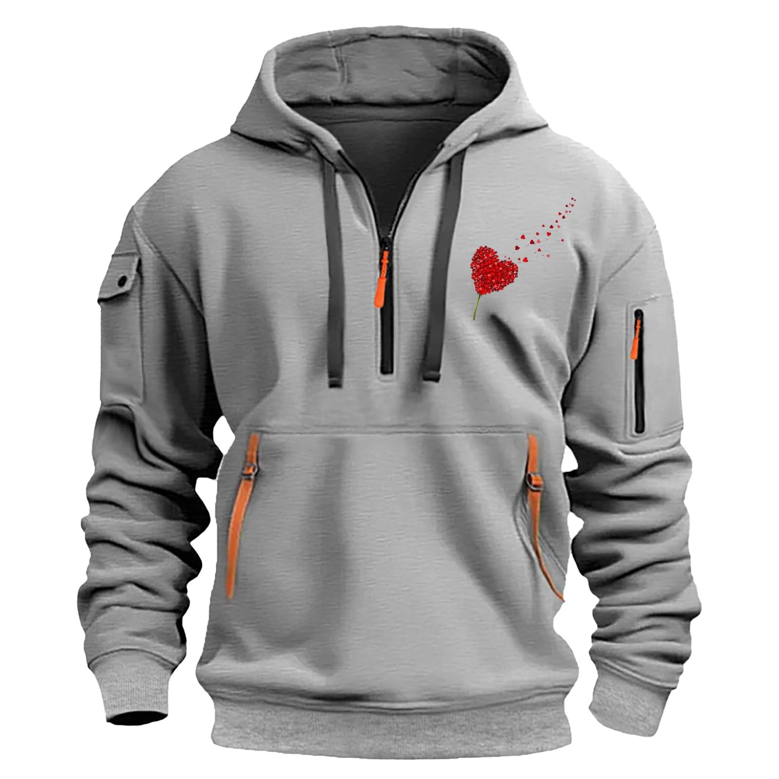 Ropa Protección Solar Sudadera con Capucha Y Estampado De Corazón para Hombre, Estilo 2026, Tela Cuentas Multicolor Top Bikini Hombre Oversized Gym Verano Camisa Manga Corta Impermeable