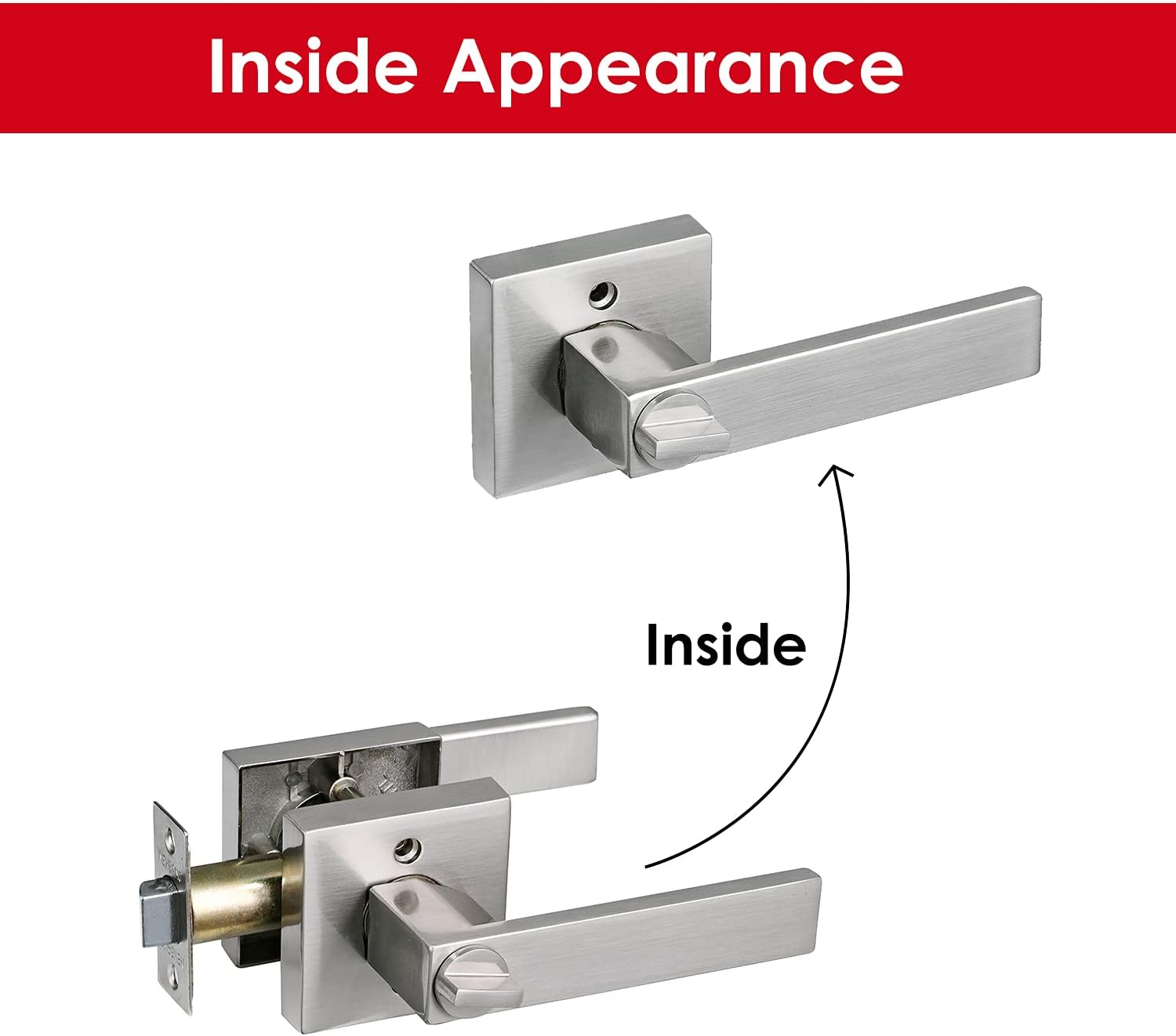 Nеw Arrіvаlѕ Bed /Bath Room Door Lever for Privacy Bathroom and Interior Door Heavy Duty Door Lock Handle Satin Nickel Finish, HTL01-SN-BK-6P