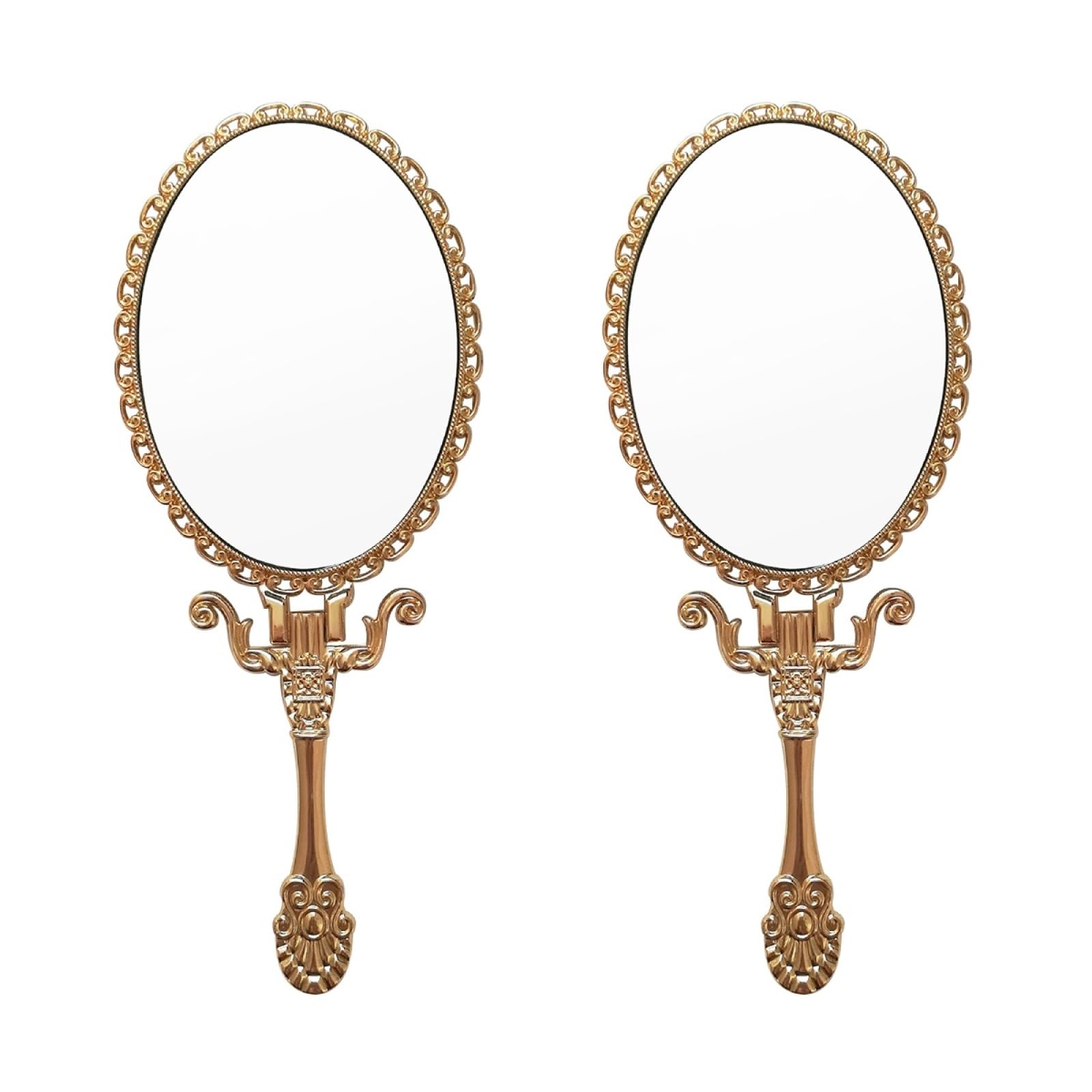 Miroir de courtoisie vintage ovale pliable en métal FOMIYES pour table et voyage (Lot de 2)