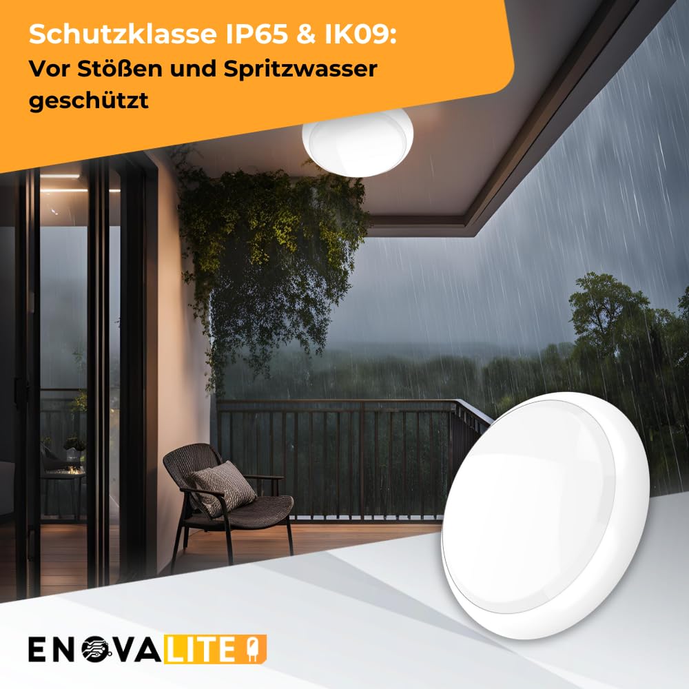 LED Notleuchte mit Akku 8h Notbetrieb oder Dauerbetrieb, Fluchtwegleuchte mit Testfunktion für Flur, Treppenhaus - IP65 Notbeleuchtung Stromausfall - mit Fernbedienung für TEST