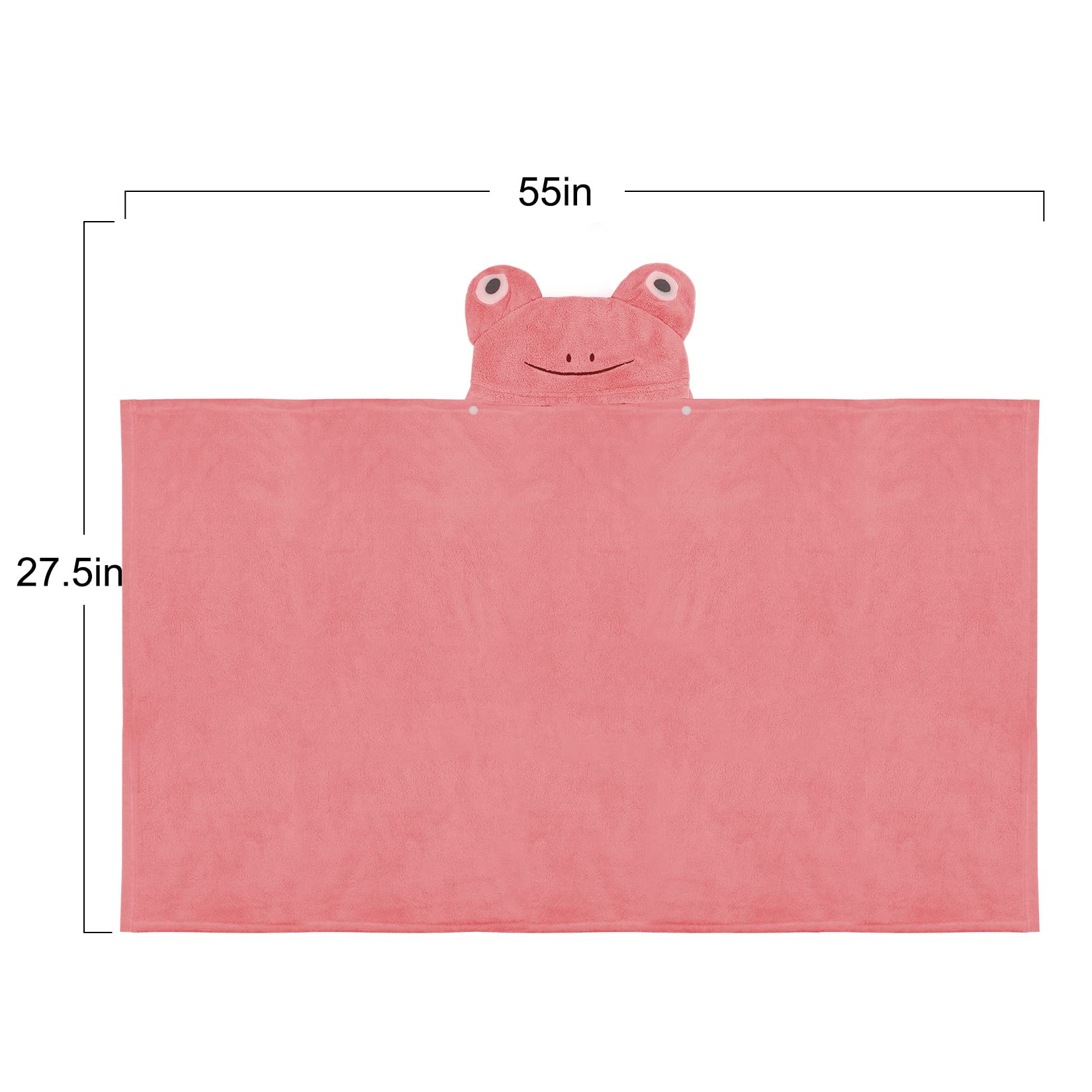 Baby-Badetuch mit Kapuze, Kleinkind-Badetücher, Decke für Neugeborene, saugfähiger Bademantel, Duschgeschenke für Jungen und Mädchen, 69,8 x 139,7 cm (rosa Frosch)