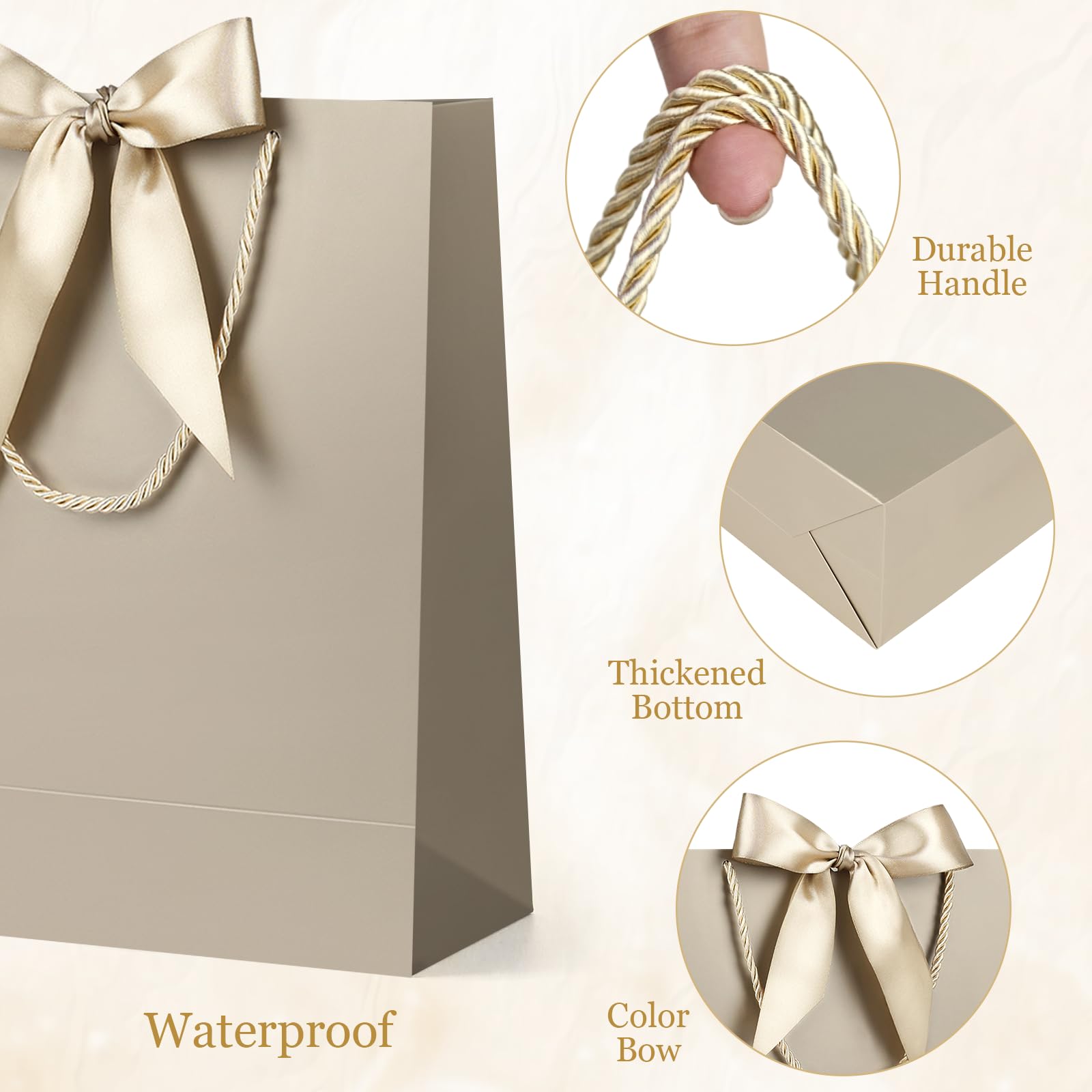 JMANNI Geschenktüte, 1 große Geschenktüte mit Band und 1 Grußkarte, 2 Seidenpapier, tragbare Papier-Geschenktüte mit Griffen, Geburtstagsgeschenktüten, Geschenktüten für Hochzeit, Party, Muttertag