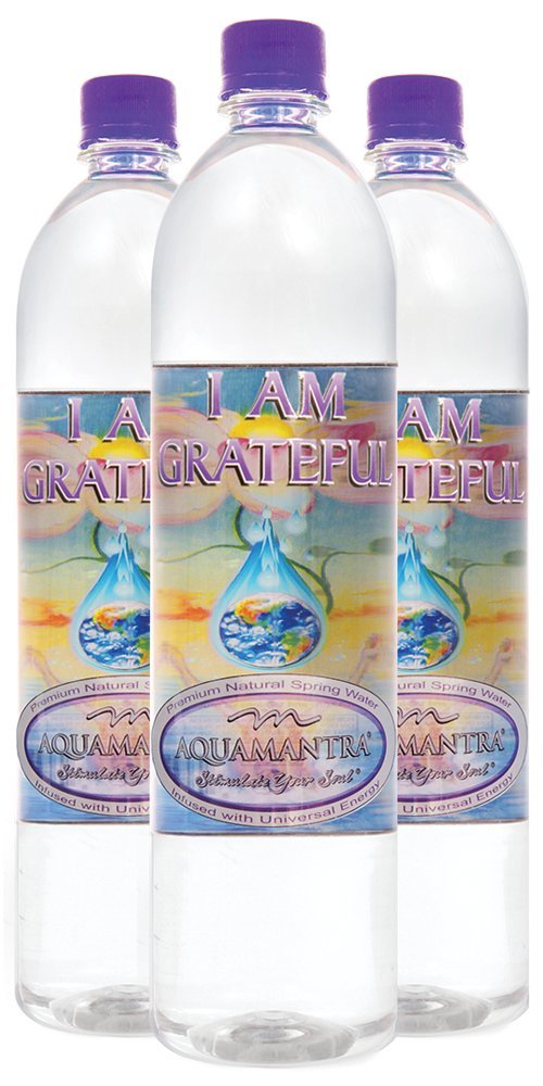 I AM GRATEFUL Water (1 Liter) By AQUAMANTRA Premium Natural Spring Water (I AM GRATEFUL)