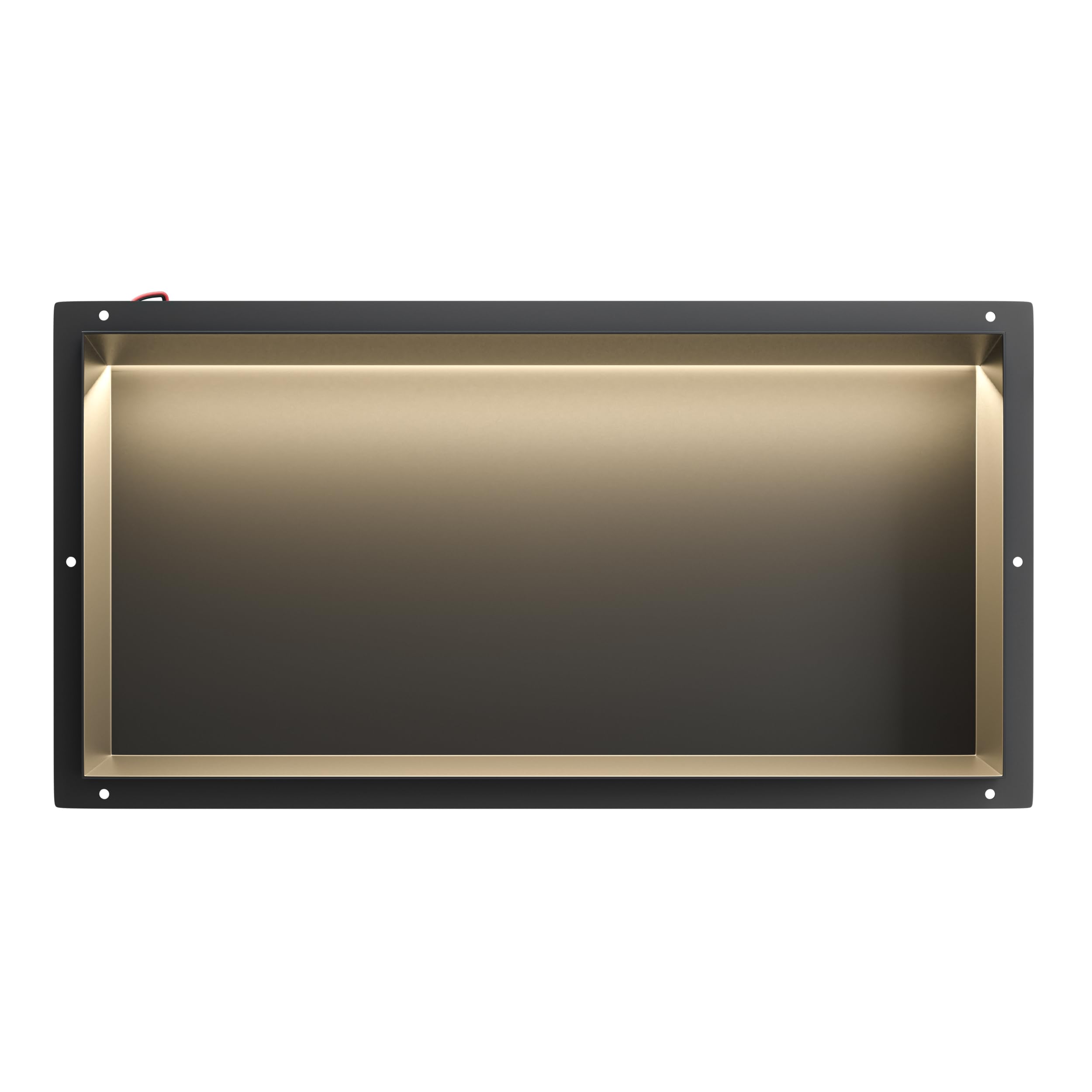 Wandnische Dusche Edelstahl, wasserdichte Nische mit LED-Licht, Eingebettete Duschnische 60x30x10cm, Einzelbett Duschnische, Eingebettete Lagerung im Duschraum, Schwarz