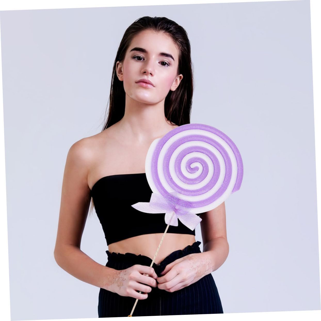 Cabilock 2pcs Simulation Lollipop Props Realistic Decorative Candy Ornaments for Photography Educational Use and Scene Decor Safe Material Small Purple Design
