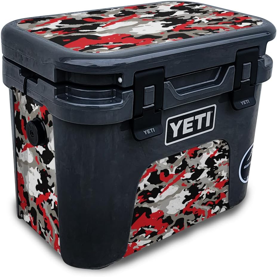 Skin Compatible with Yeti Roadie 15 Hard Cooler - Red Camo - Premium 3M Vinyl Protective Wrap Decal Cover - Easy to Apply | Crafted in The USA by MightySkins