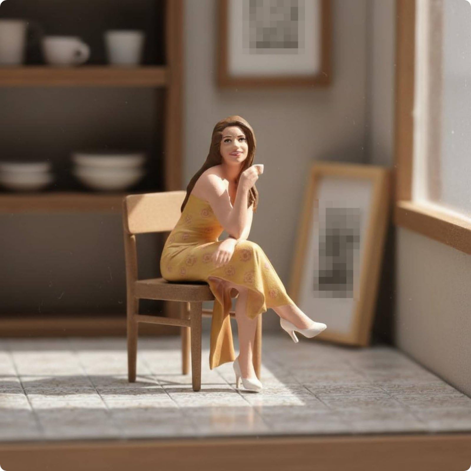 Amazon.co.jp: Jinhxofs 座りポーズ人形 精密塗装 女性フィギュア 塗装