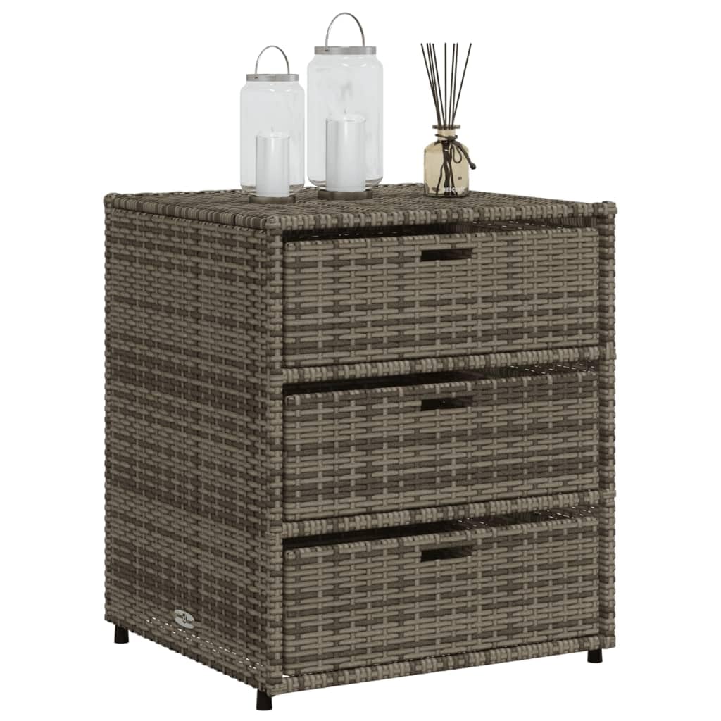 ZEYUAN Gartenschrank Grau 55x59x69 cm Poly Rattan, Geräteschuppen, Gerätehaus, Wetterfest, Outdoor Schrank, Gartenhausschränke, Terrassenschrank - 365557