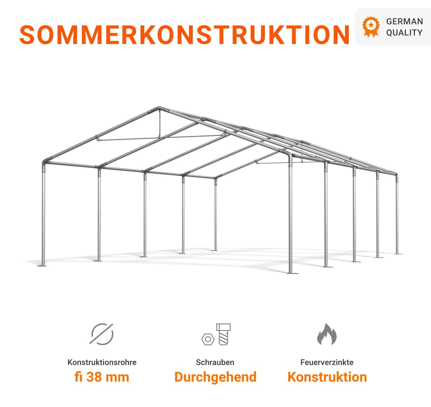 Lagerzelt 5x8m wasserdicht grau Zelt 560g/m² PVC Plane hochwertig Zelthalle Summer SD - Faltpavillon, Gartenpavillon, Pavillon, Lagerzelt, Gartenhaus, Zeltgarage, Garagenzelt - Partyzelt