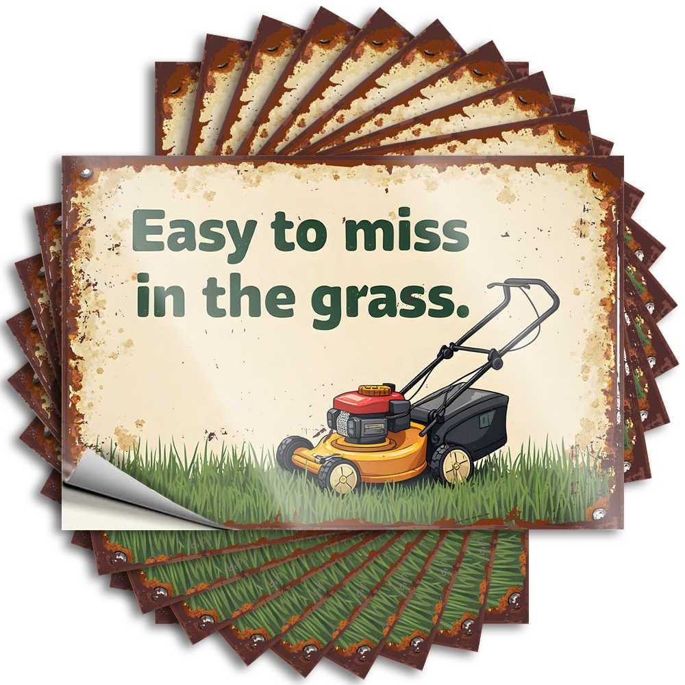 Funny Bar Decor Summer Quote - Easy to Miss in The Grass: Lawn Mower Humor Removable Decal Laptop Easy Peel for Teacher(6X9CM)