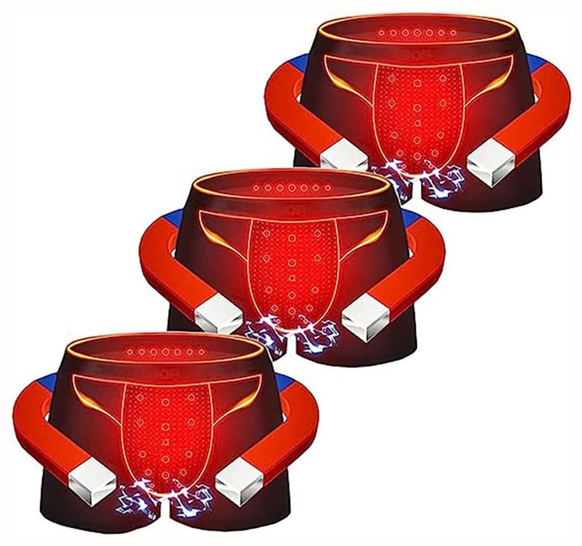 Daogesir Men's 1 Magnetic Therapy Energetic Pant 3-Packs Enlarget Underwear Tourmaline Prostate Therapy Panties Shorts (Color : Size : Xxl)