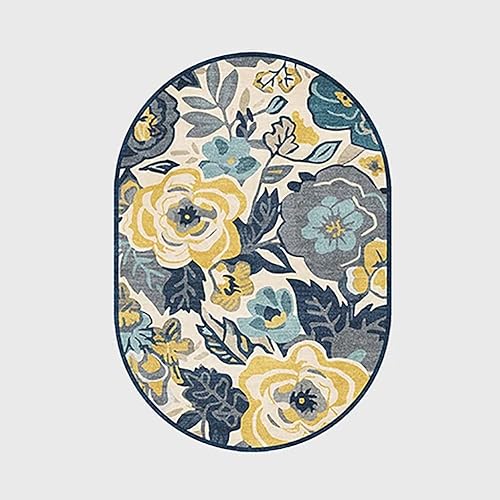 Miniatura 6 de Alfombra floral para dormitorio, alfombra ovalada de 2 x 3 pies, moderna alfombra de flores campestres, para cocina y baño, antideslizante, para