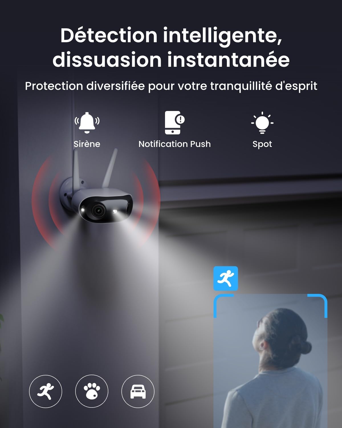 Reolink 4K Caméra Surveillance WiFi Extérieure avec Panorama de 180° | Wi-FI 6 Bi-Bande 2,4/5 GHz, Détection de Personne/Véhicule/Animal, Vision Nocturne Couleur, Alimentation Plug-in, Elite WiFi