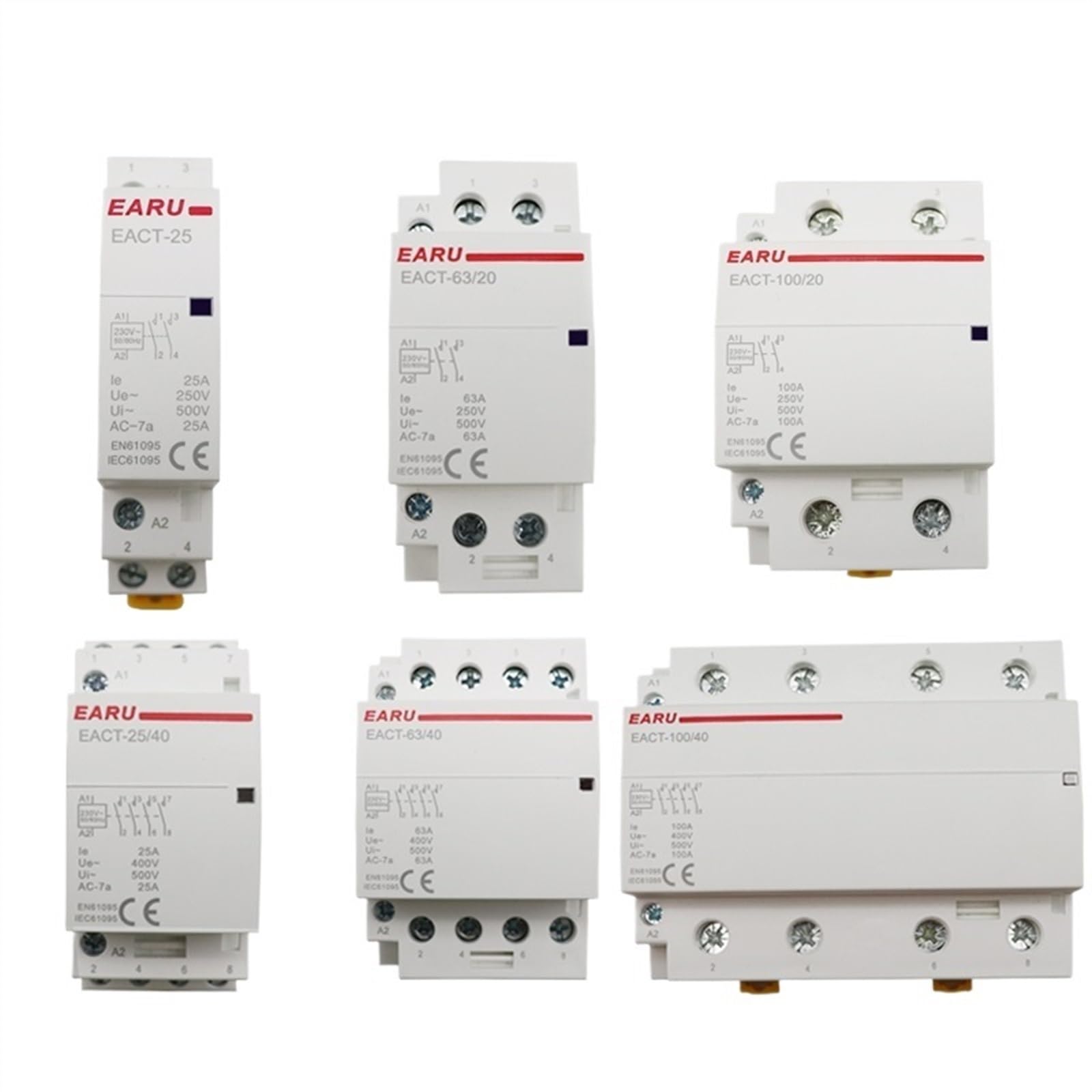 2P/4P 16-100A AC 220V DC 12V/24V 50/60Hz DIN Rail hogar AC Contactor Modular Controlador de Interruptor DIY hogar Inteligente Hotel(2P-AC 220V,63A_1NO1NC)