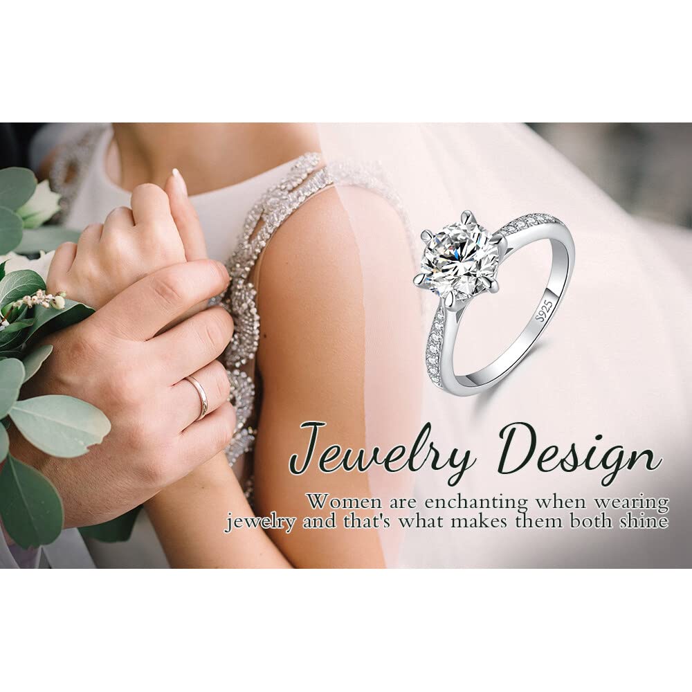 JewelryPalace 0.5-3ct Classico Anello Solitario Donna Argento 925 con Creato Moissanite, Diamante Simulato Anelli con Pietre Laterali, Semplice Fedine Fidanzamento in Tre Ori Set Gioielli Donna