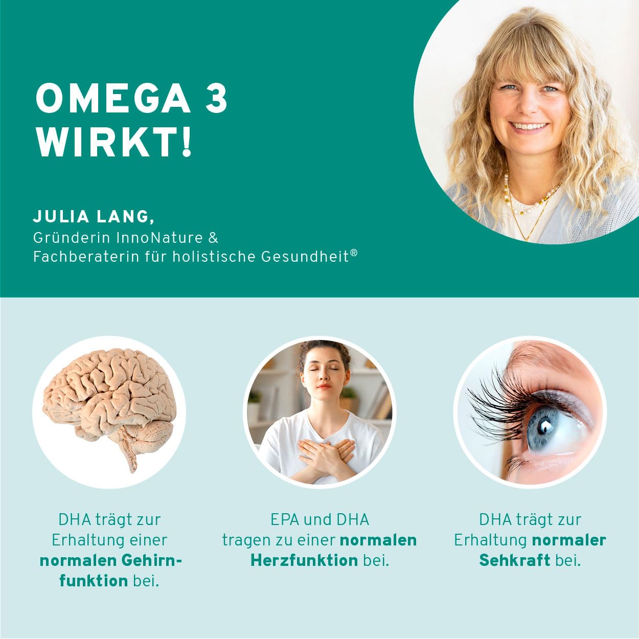 InnoNature Omega3 2:1 DHA/EPA | natürlich aus der Mikroalge Schizochytrium | 60 kapseln, 300 mg DHA und 150mg EPA | vegane Omega3 Kapseln, laborgeprüft