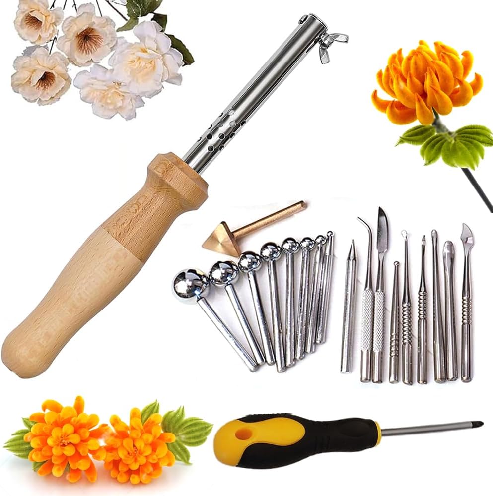Electric Fabric Flower Maker, Artificial Flower Making Kits with 18 Ironing Heads, 80-200℃ Adjustable Temperature, Used to Make a Variety of Fabric Flowers