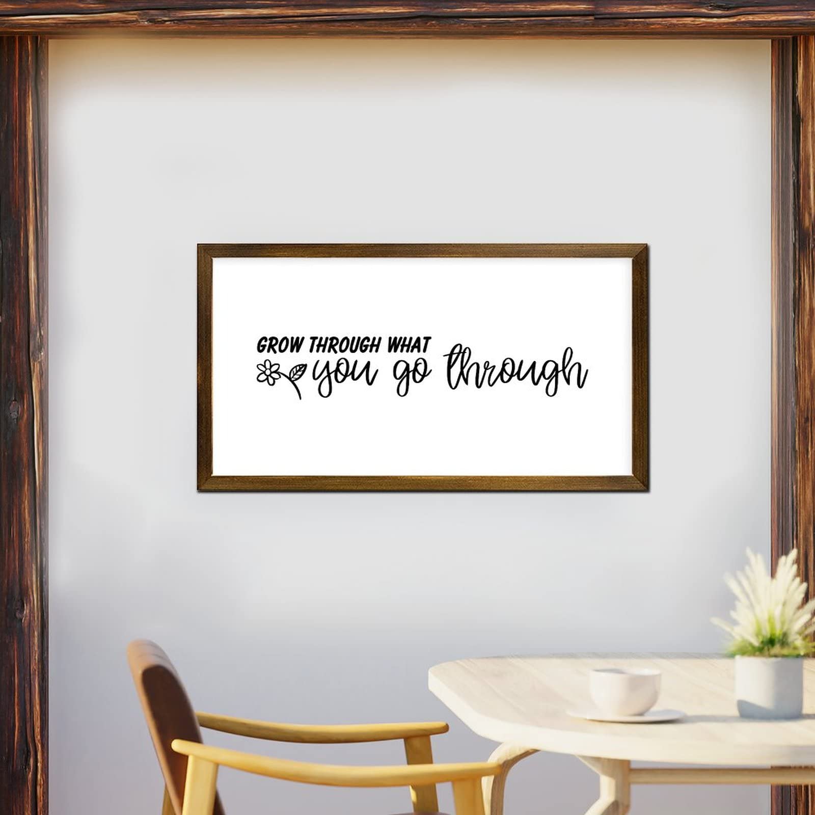 RNIIOPX Targa In Metallo 20x30 Cm Con Scritta 'Grow Through What You Go Through' - Decorazione Parete Vintage Per Ufficio E Casa - 2