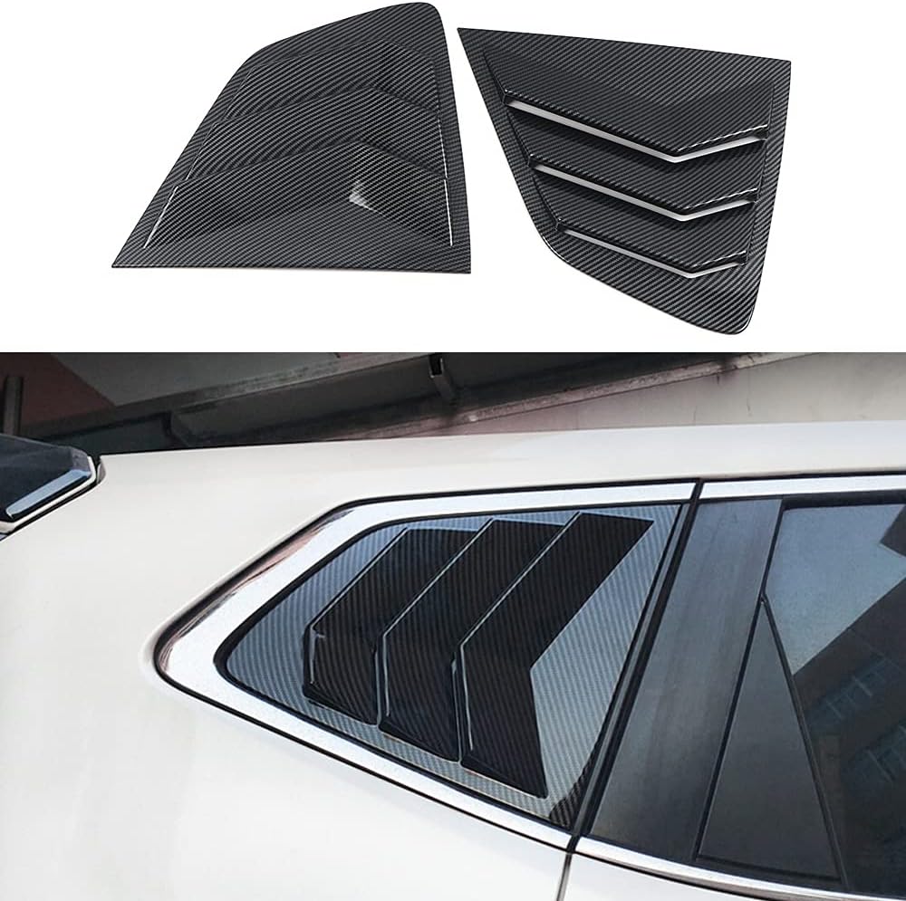 BOYUER for Nissan Rogue 2014 2015 2016 2017 2018 2019 2020 Racing Style Rear Side Window Louvers Sport Style Scoop Louvers Cover Blinds Cool Exterior Decoration-Carbon fiber black