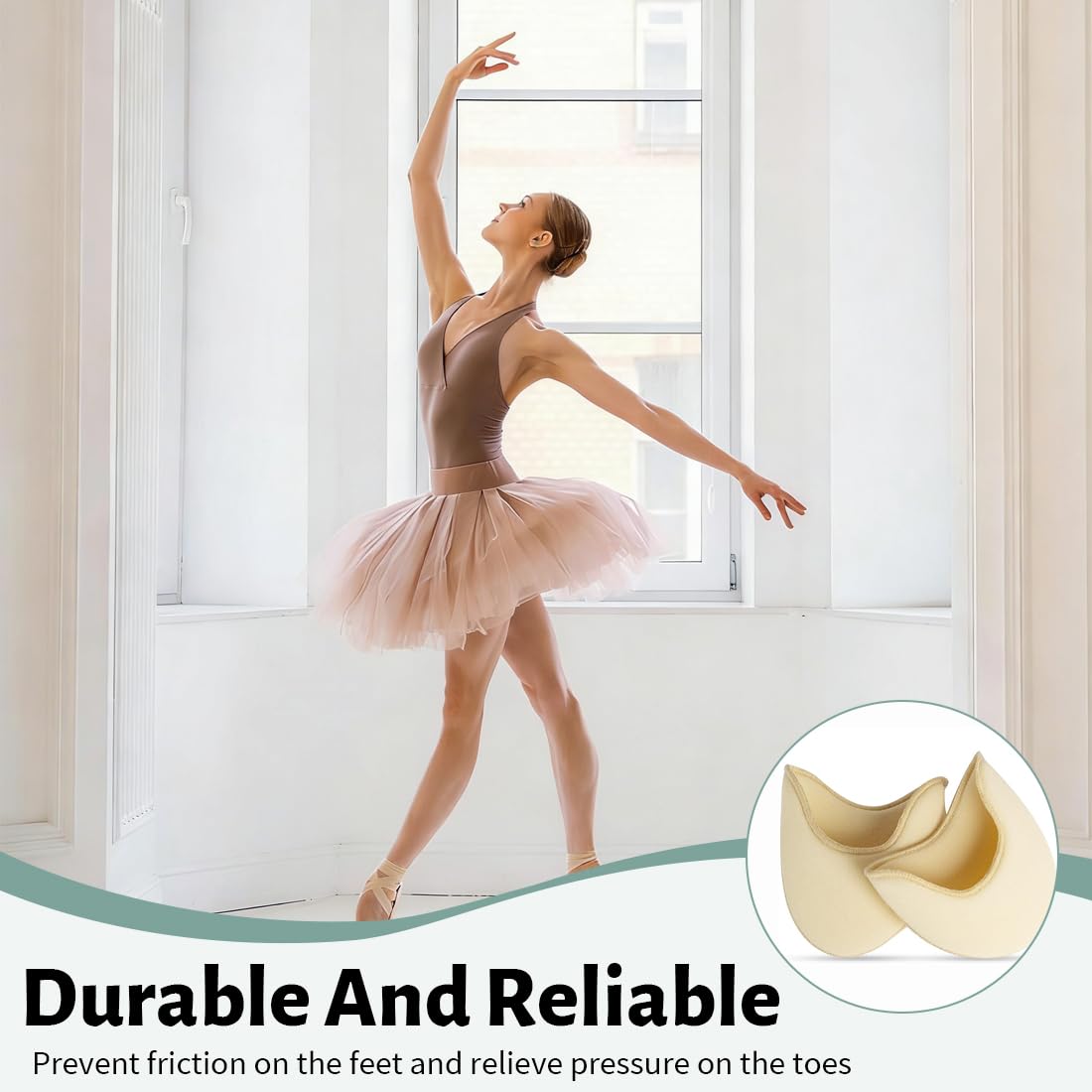 2 Pares Protector de Dedos para Ballet - Almohadillas para Zapatos de Punta, Suaves & Antirrozaduras, Talla 33-36, Ideal para Mujeres & Bailarinas
