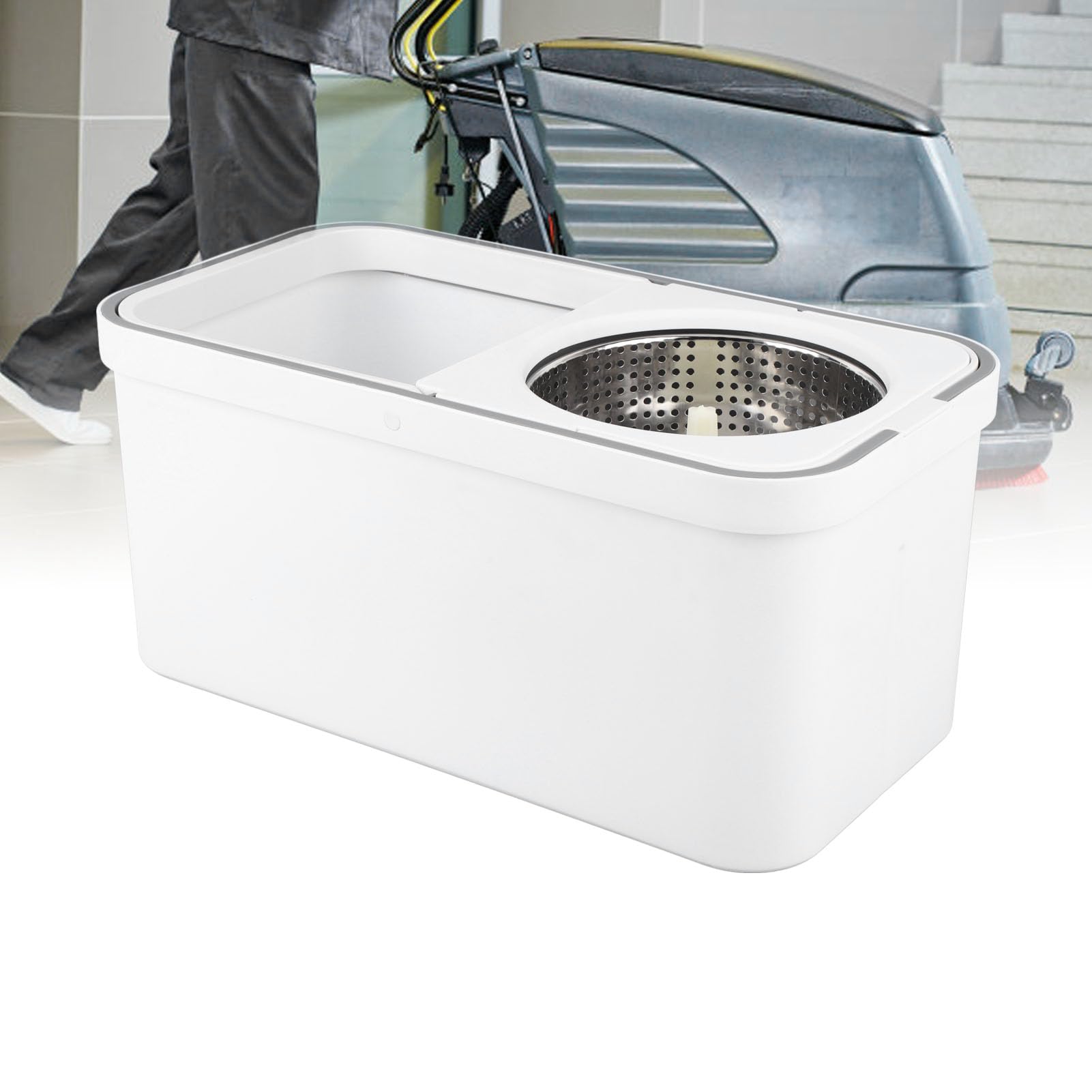 Cubo para Fregona con Juego de Escurridor, Fregona Eficiente con Rotación de 360° para Suelos de Madera y Baldosas, 2 Almohadillas de Microfibra