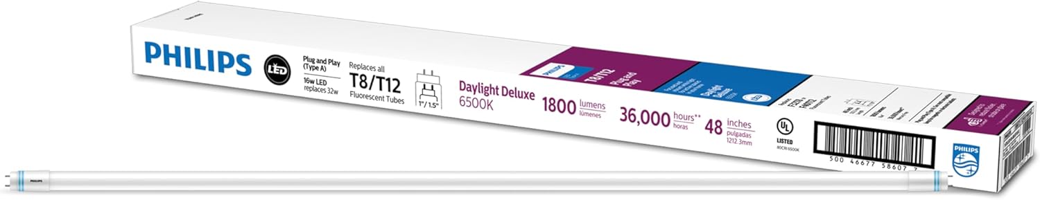 PHILIPS Plug and Play 32W Equivalent 48 in. Daylight Deluxe Type A T8/T12 LED Tube Light Bulb (10-Pack)
