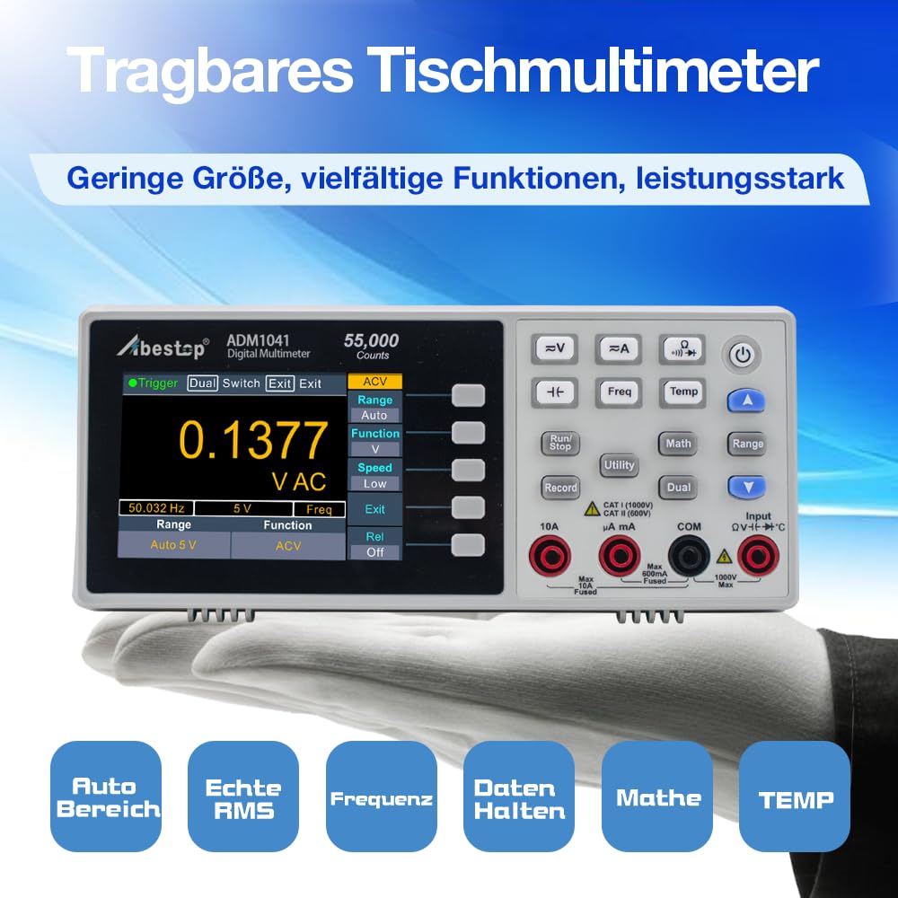 Tisch-Digitalmultimeter, True RMS, 55.000 Counts, Dual-Display | Datenlogging für Elektronikmessung und Reparatur