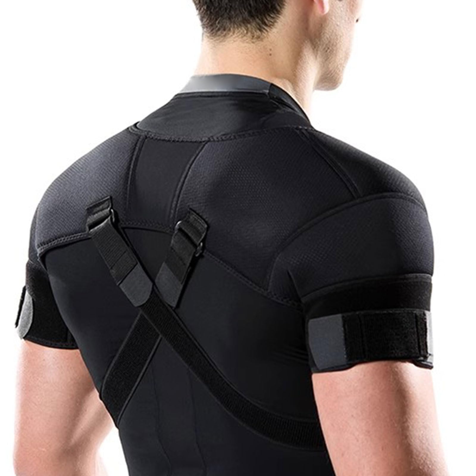 Envoltura de Abrazadera de Soporte de Hombro Doble Correa Protectora de Neopreno Ajustable para Hombres Mujeres, Alivio Lesiones en el Hombro, tendinitis,M