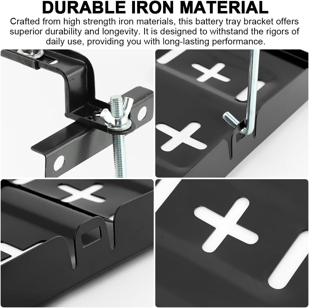 Battery Hold Down Tray Kit, Universal Storage Battery Holder, Adjustable & Corrosion-Resistant Metal Bracket Clamp for Cars Boats Marine(SIZE:27cm Bolt with 34.5cm Tray)