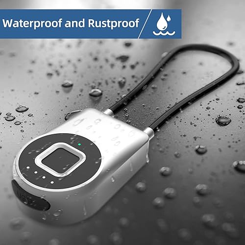 Miniatura 6 de Eseesmart - Candado de cable de huellas dactilares de 14 pulgadas de largo con control de aplicación, cerradura de gabinete, cerradura de equipaje,