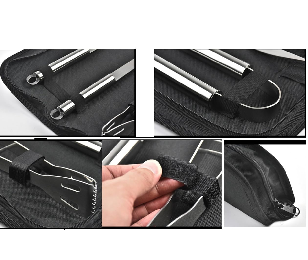 Juego de 9 cubiertos de acero inoxidable para barbacoa, accesorios profesionales para barbacoa, utensilios para barbacoa, juego de herramientas para barbacoa para hombres, con bolsa fácil de llevar,