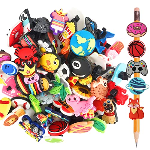 Zddaoole 60 Pcs Cute Pencil Topper Decoration, Different Pencil C...