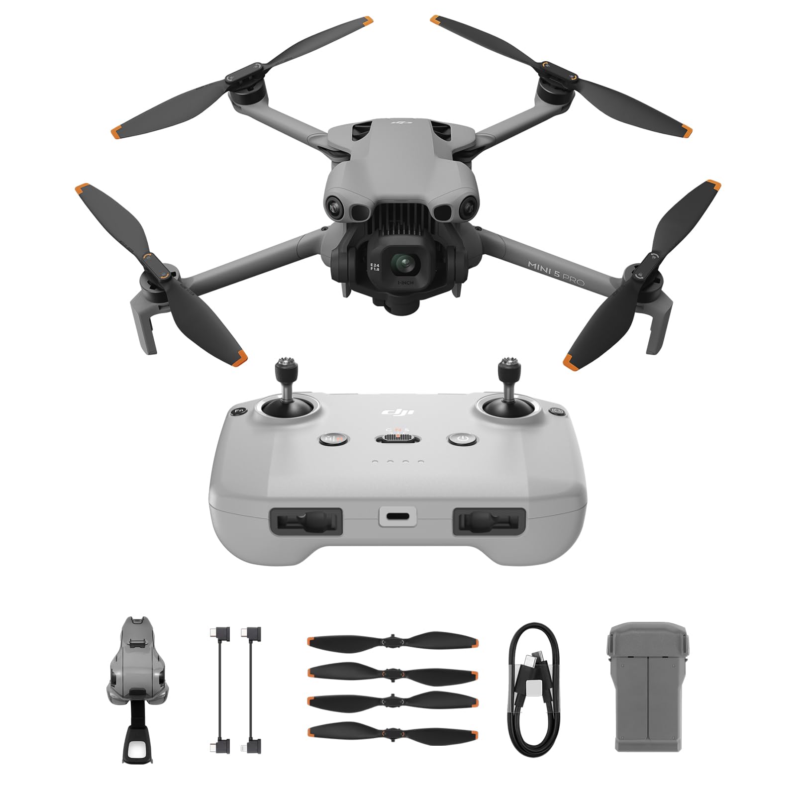DJI Mini 5 Pro, drone ultraleggero e pieghevole con fotocamera, CMOS da 1 pollice, rilevamento omnidirezionale degli ostacoli, ActiveTrack 360°, drone 4K per principianti, C0 (Mini 5 Pro)