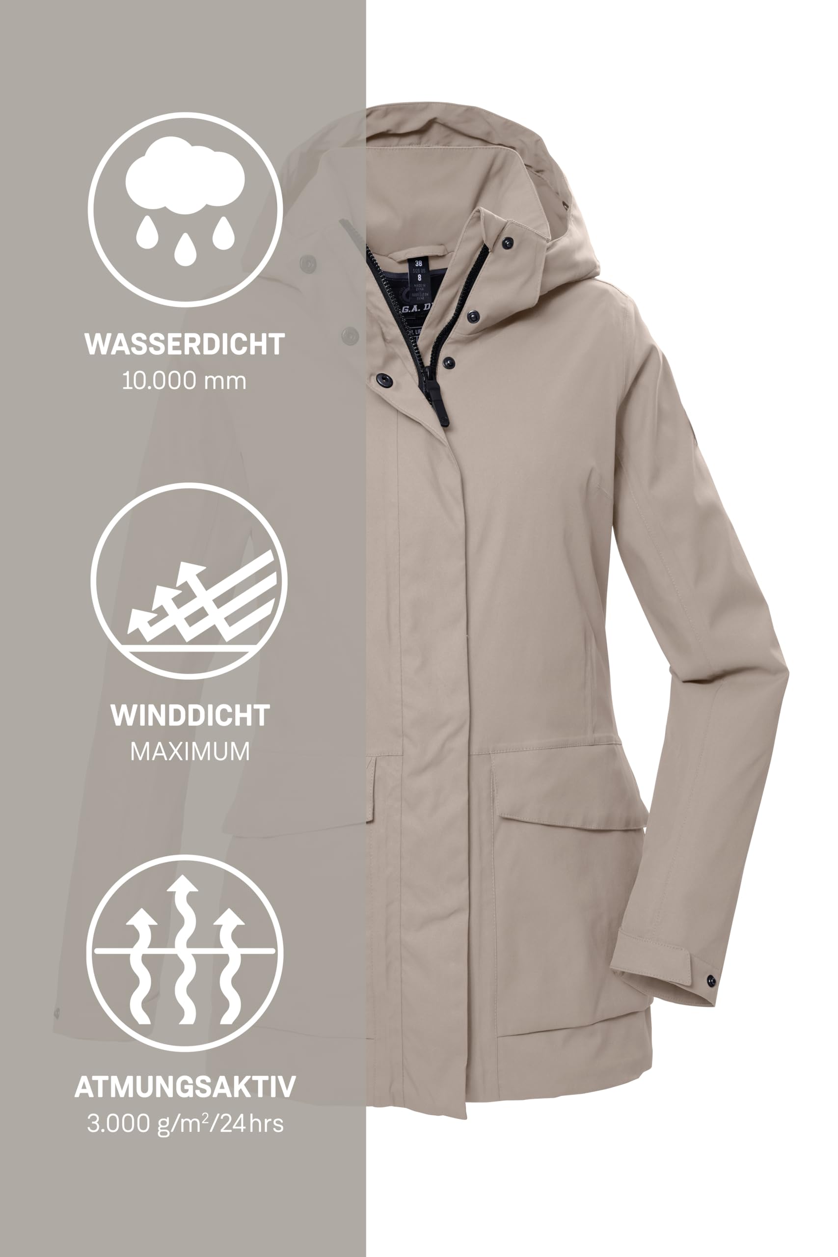 G.I.G.A. DX Gs 54 Wmn Jckt Chaqueta funcional/chaqueta outdoor impermeable con capucha con cremallera Mujer