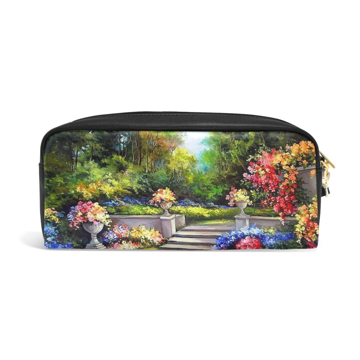 Eslifey Mops-Welpe Federmäppchen – Mit Blumen-Etui, Aus PU-Leder, Für Schule & Kosmetik, 20x8x7 Cm