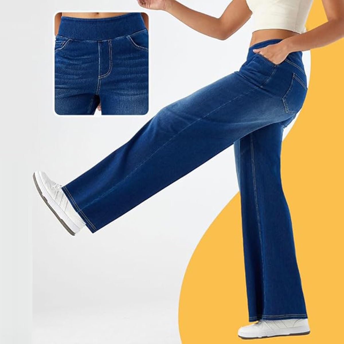 SIYAN Pantalones vaqueros de cintura alta para mujer, leggings elásticos, leggings de corte bootcut acampanado, pantalones elásticos push-up con curvas, vaqueros pequeños para mujer, vaqueros de