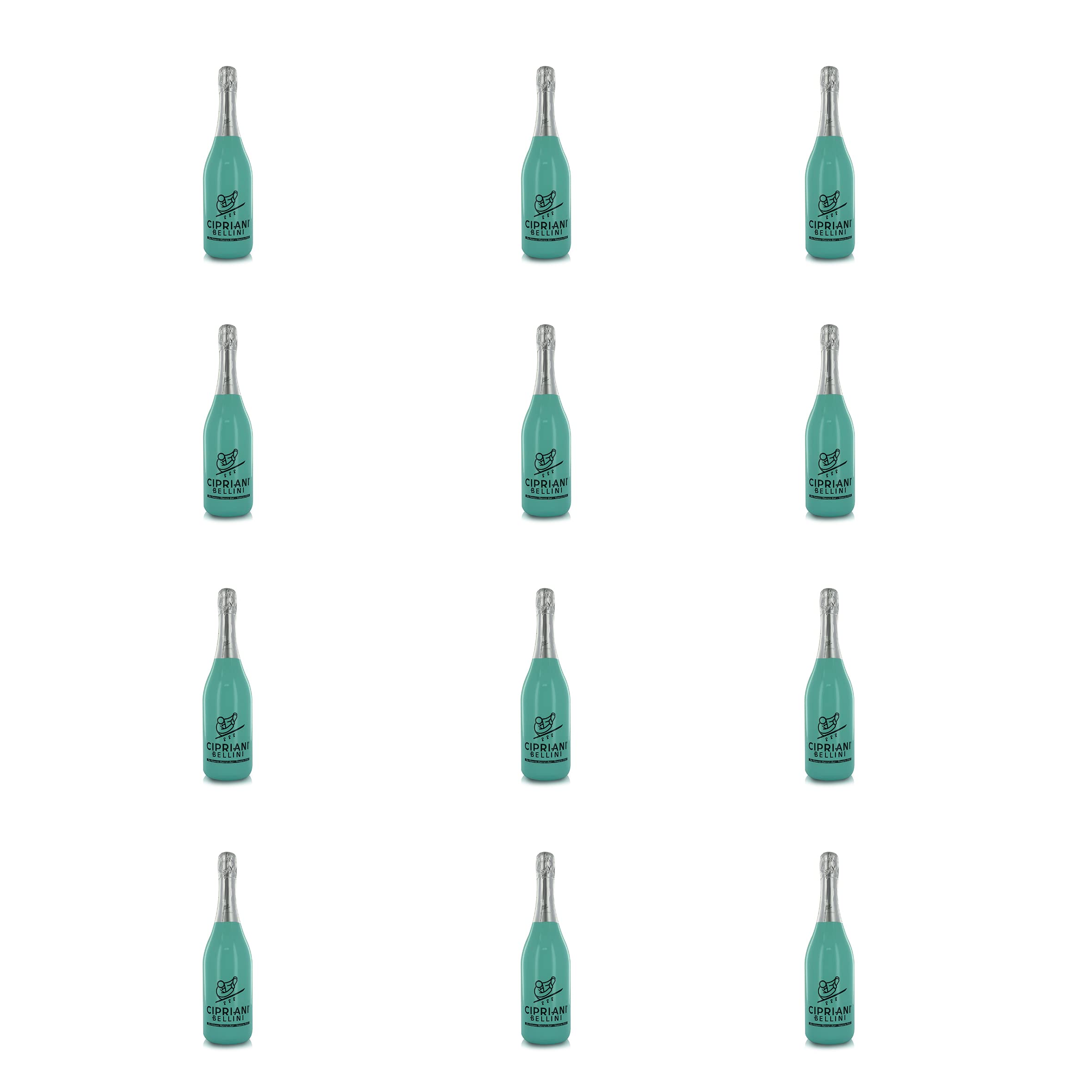 Cipriani Bellini Original, Klassischer Italienischer Spirituosencocktail mit Weißem Pfirsich, Bellini Aperitif Getränk mit Prosecco und Pfirsichpüree, 12 Flaschen à 750 Ml