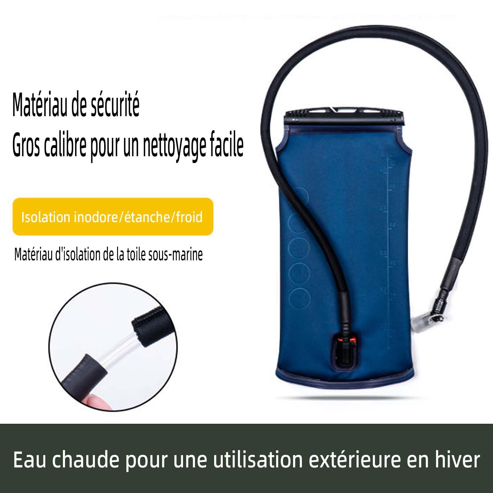 LIBRELUNE Poche Hydratation 2L,Vessie Hydratation l'extérieur - Sac à Eau Running/Cyclisme,Gourde Souple avec Paille - Matériau EVA sans BPA