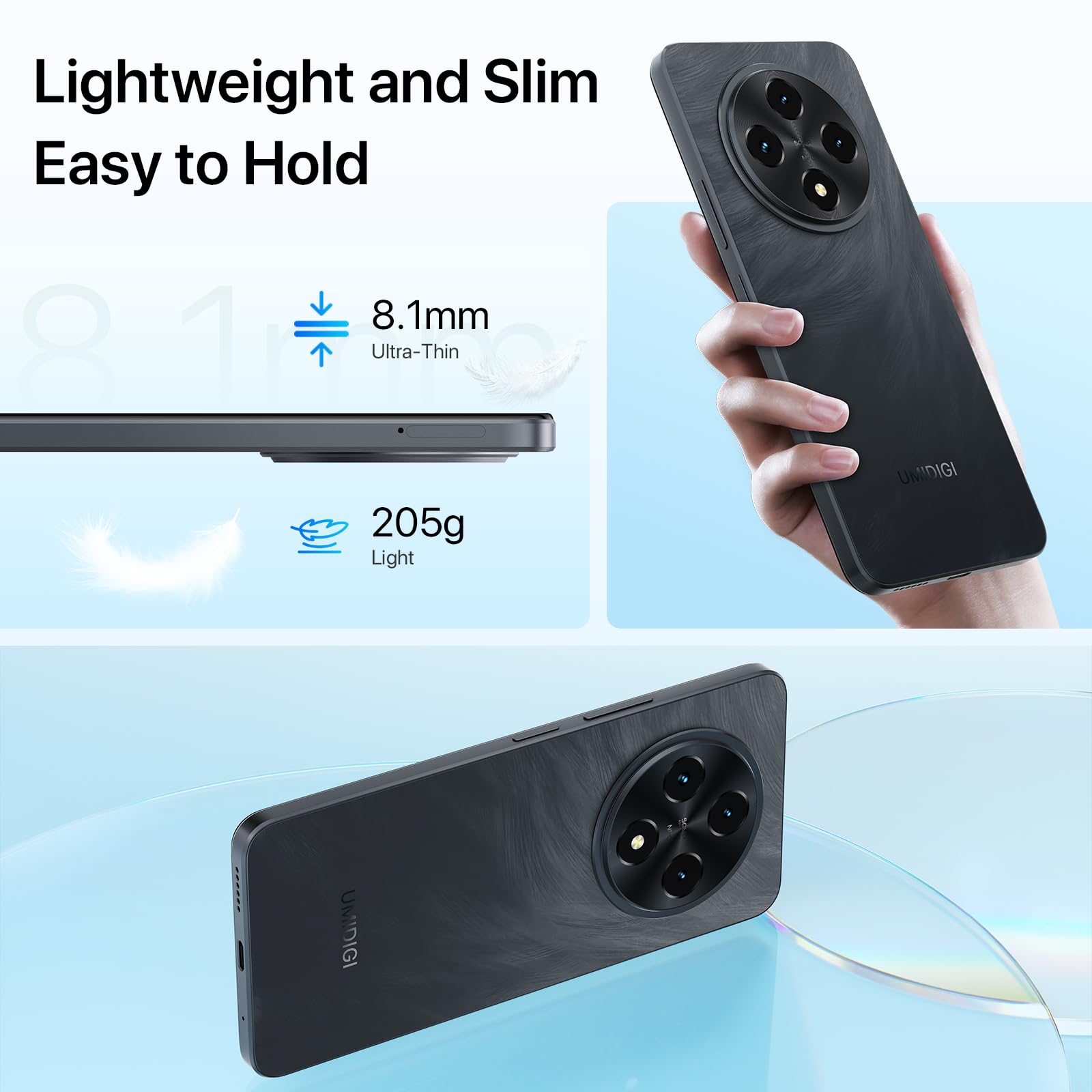 UMIDIGI G100 Unlocked Cell Phone Android 14, 6.9" HD+ 120Hz,Octa-core 12GB +128GB Expand 1TB,GPS Unlocked Smartphone,6000mAh,50MP Triple Camera,Dual 4G LTE Phone, NFC,AI Face Unlock,OTG,Black